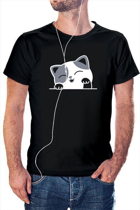 Polera Hombre diseño gatito gato -0