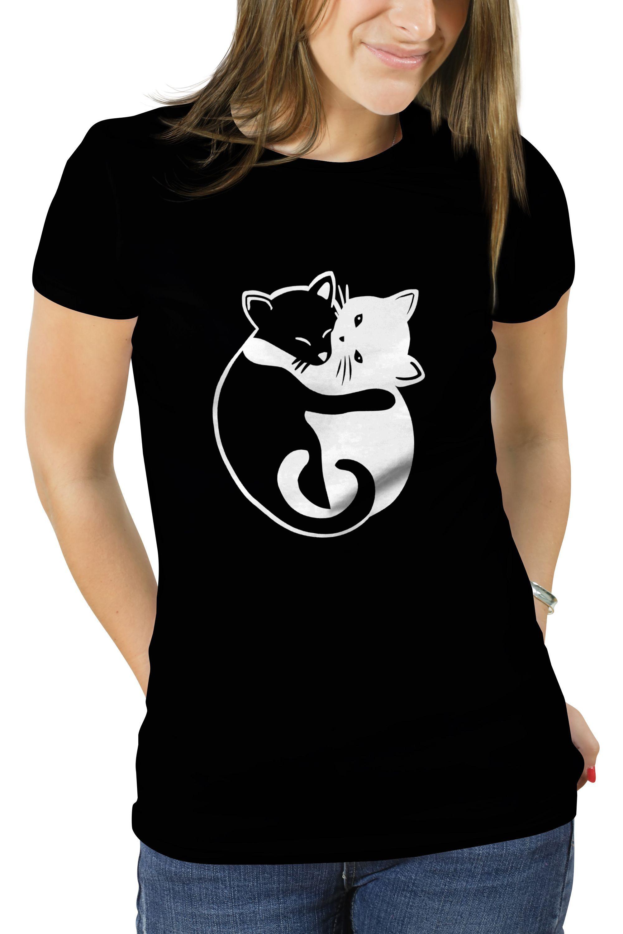 Polera mujer diseño gatitos abrazados gato D2-0