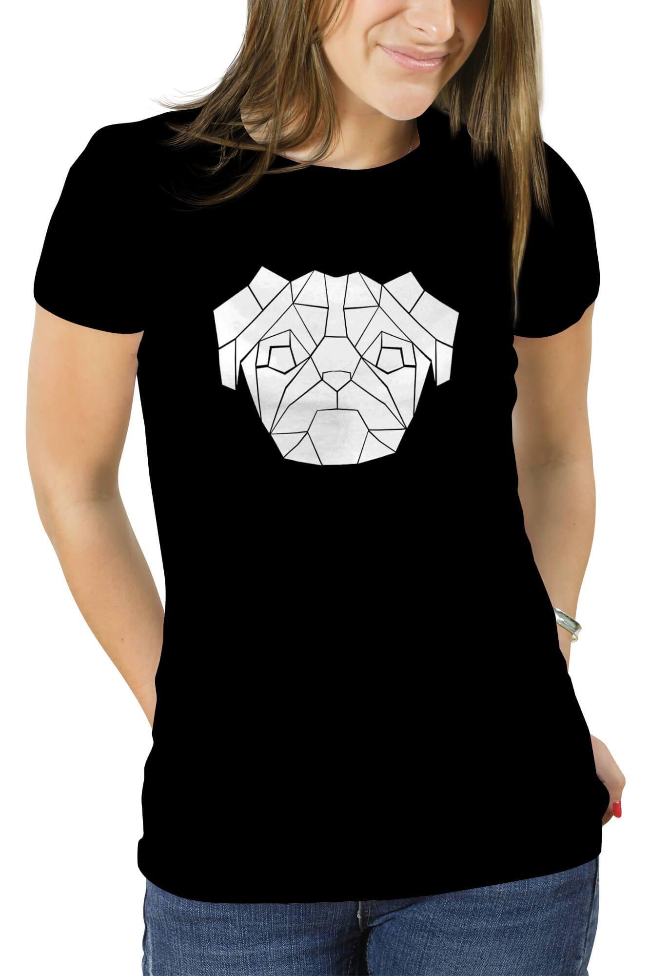 Polera mujer diseño Perrito Pug Geométrico perro-0