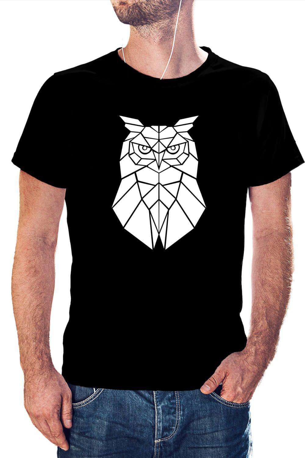 Polera Hombre diseño Búho Geométrico-0