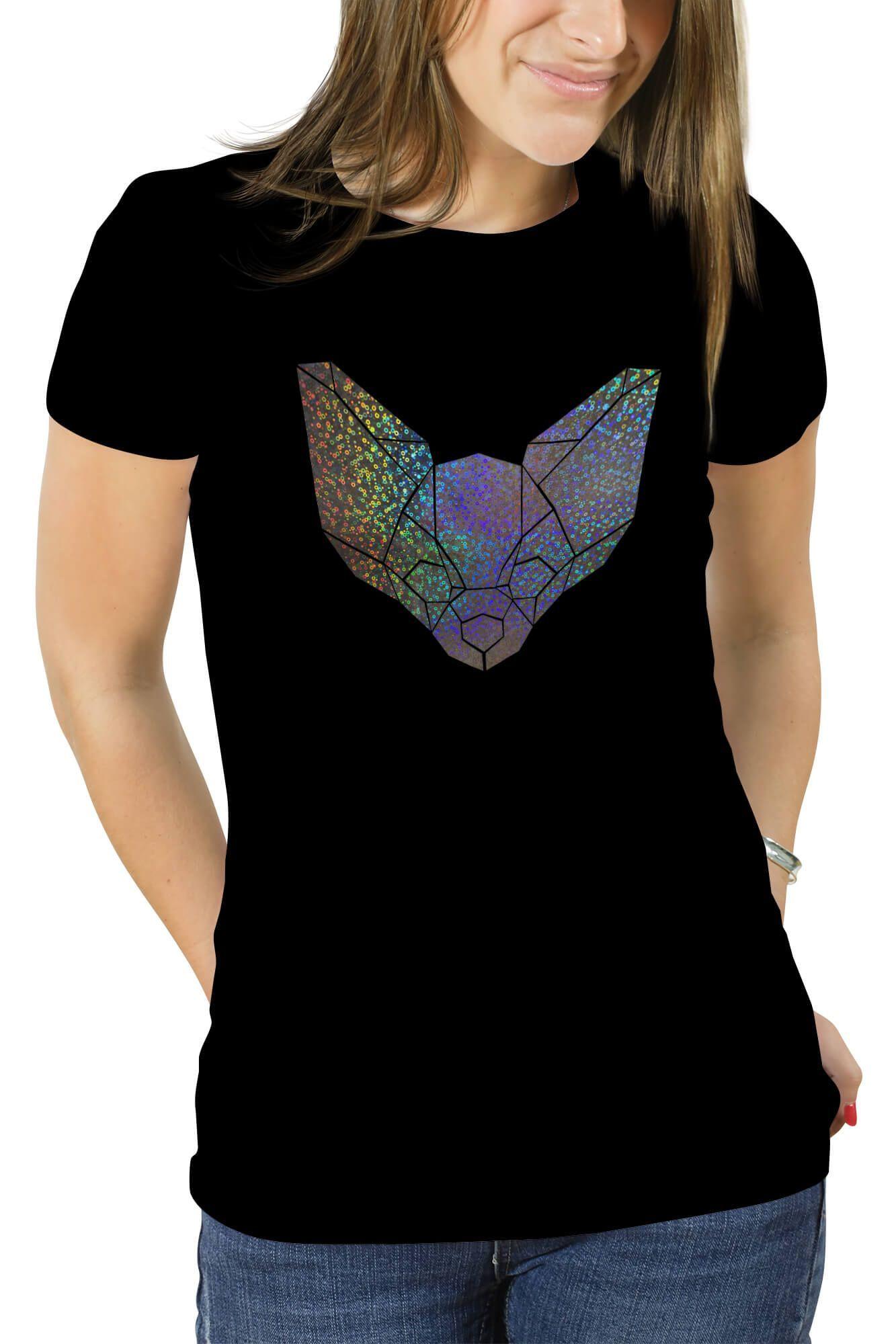 Polera mujer diseño Perrito Chihuahua Geométrico Holografico efecto circulo perro-0