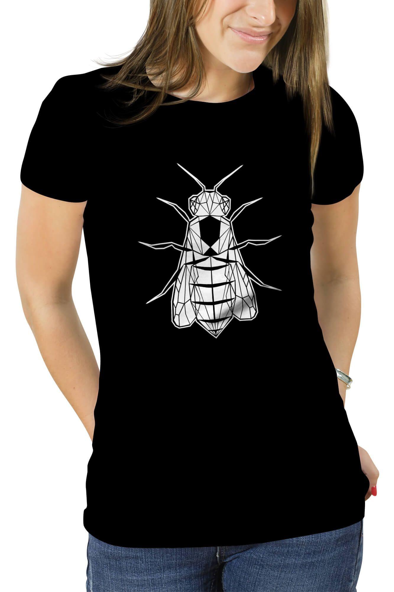 Polera mujer diseño Abeja Geométrica-0