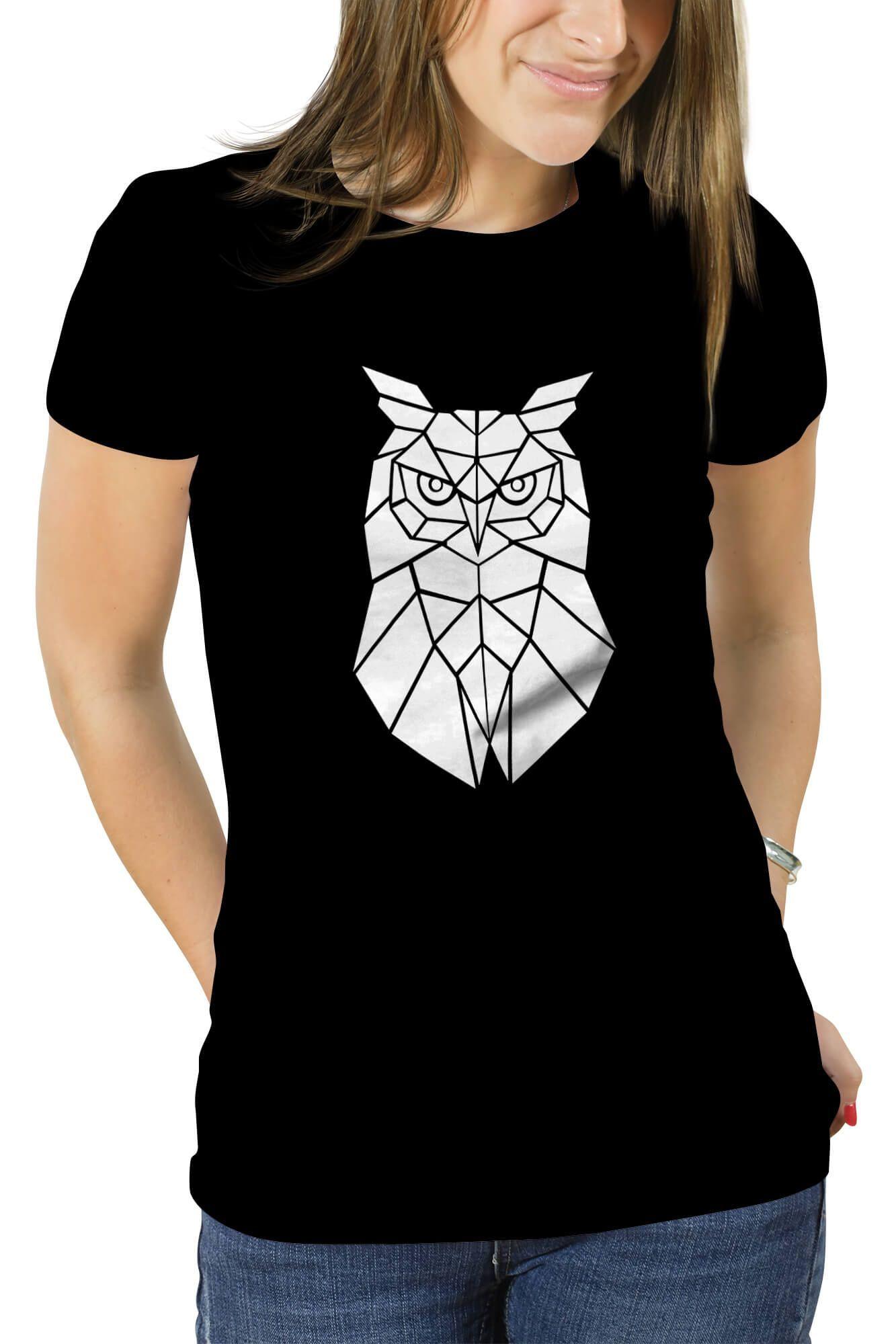 Polera mujer diseño Búho Geométrico-0