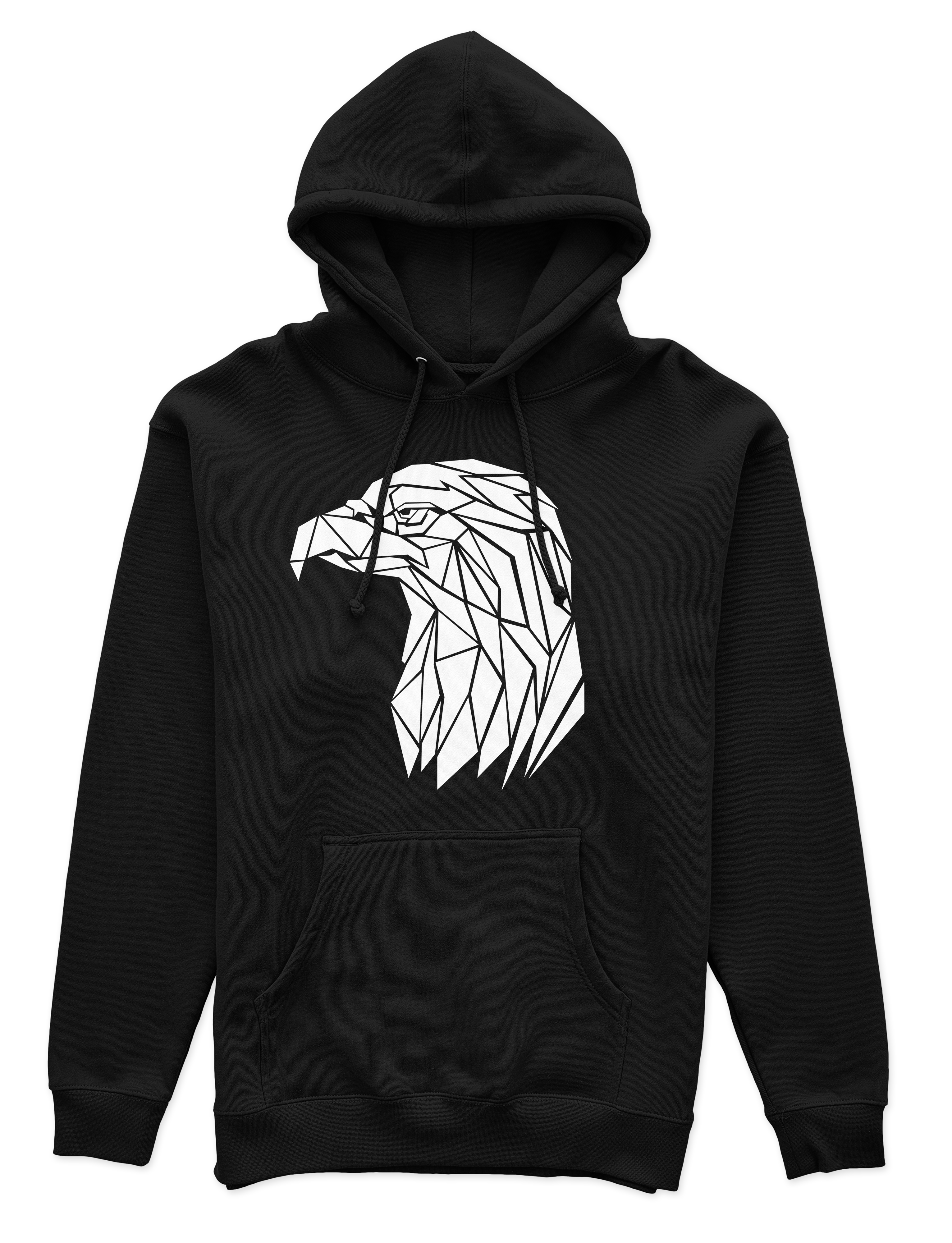  Polerón Canguro Unisex Negro - Águila Geométrica-0