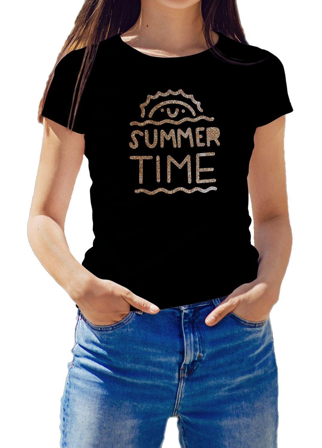 Polera Mujer diseño Summer time Glitter-0