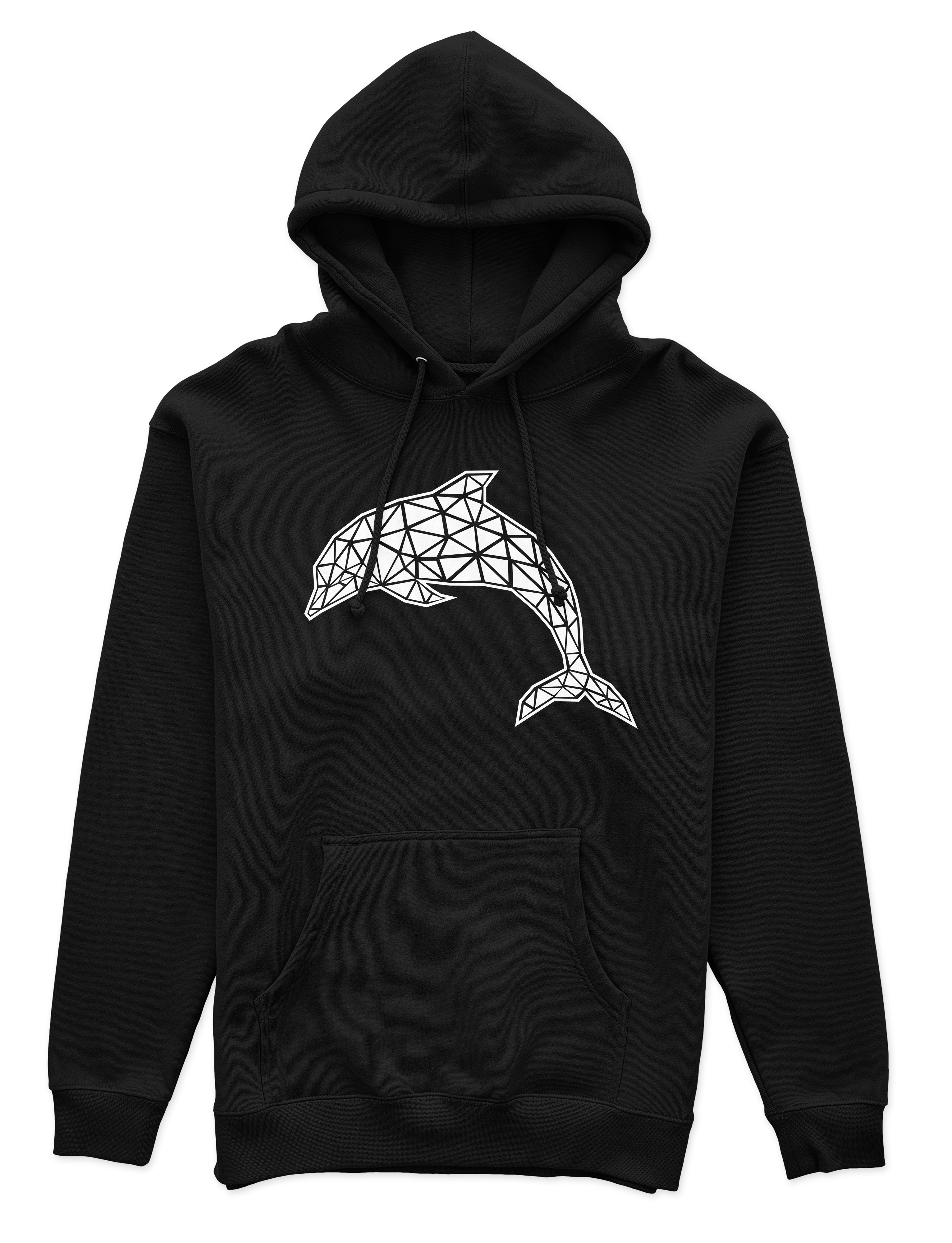 Polerón Canguro Unisex Negro - Delfín Geométrico-0