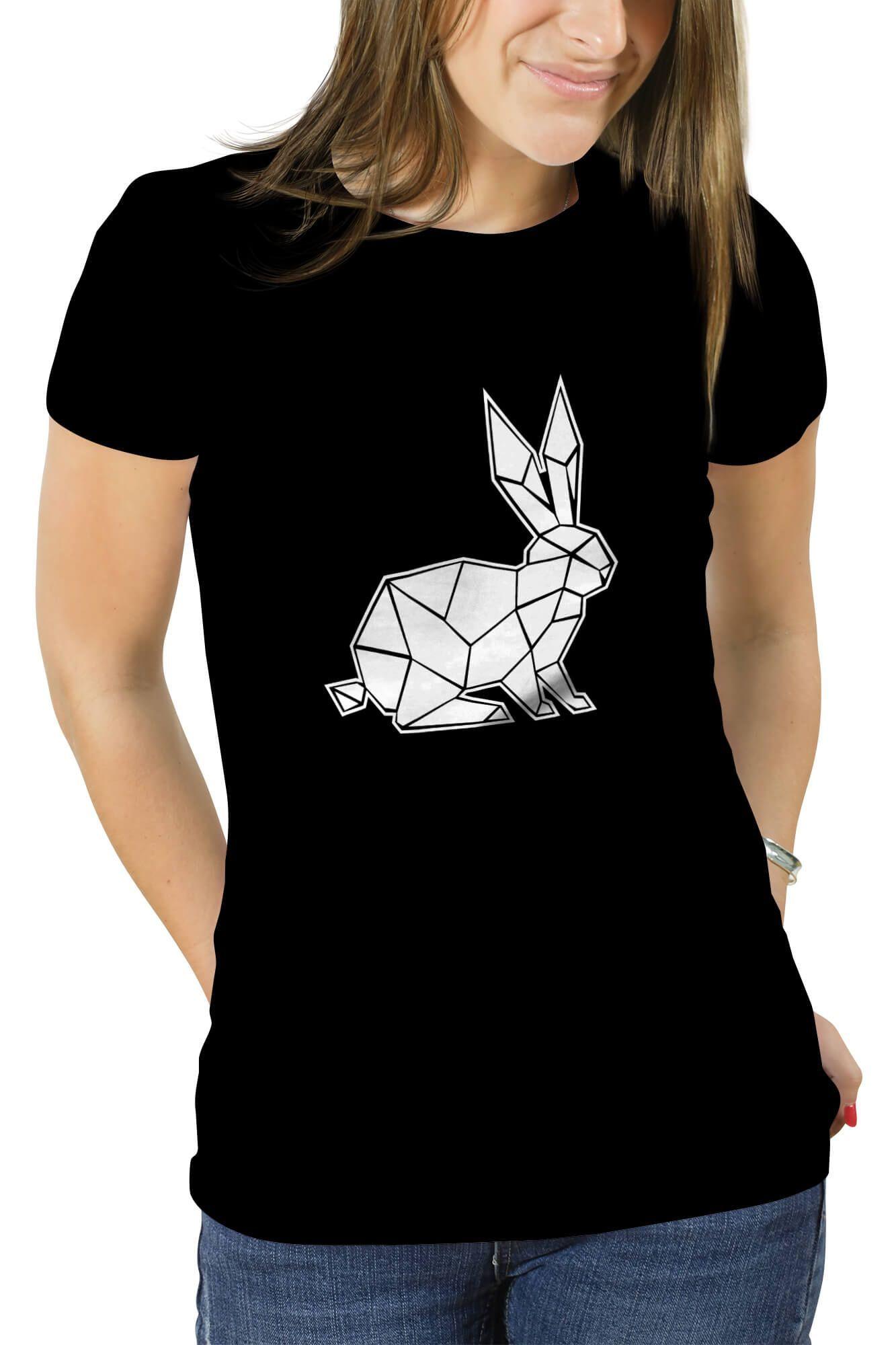 Polera mujer diseño Conejo Geométrico-0