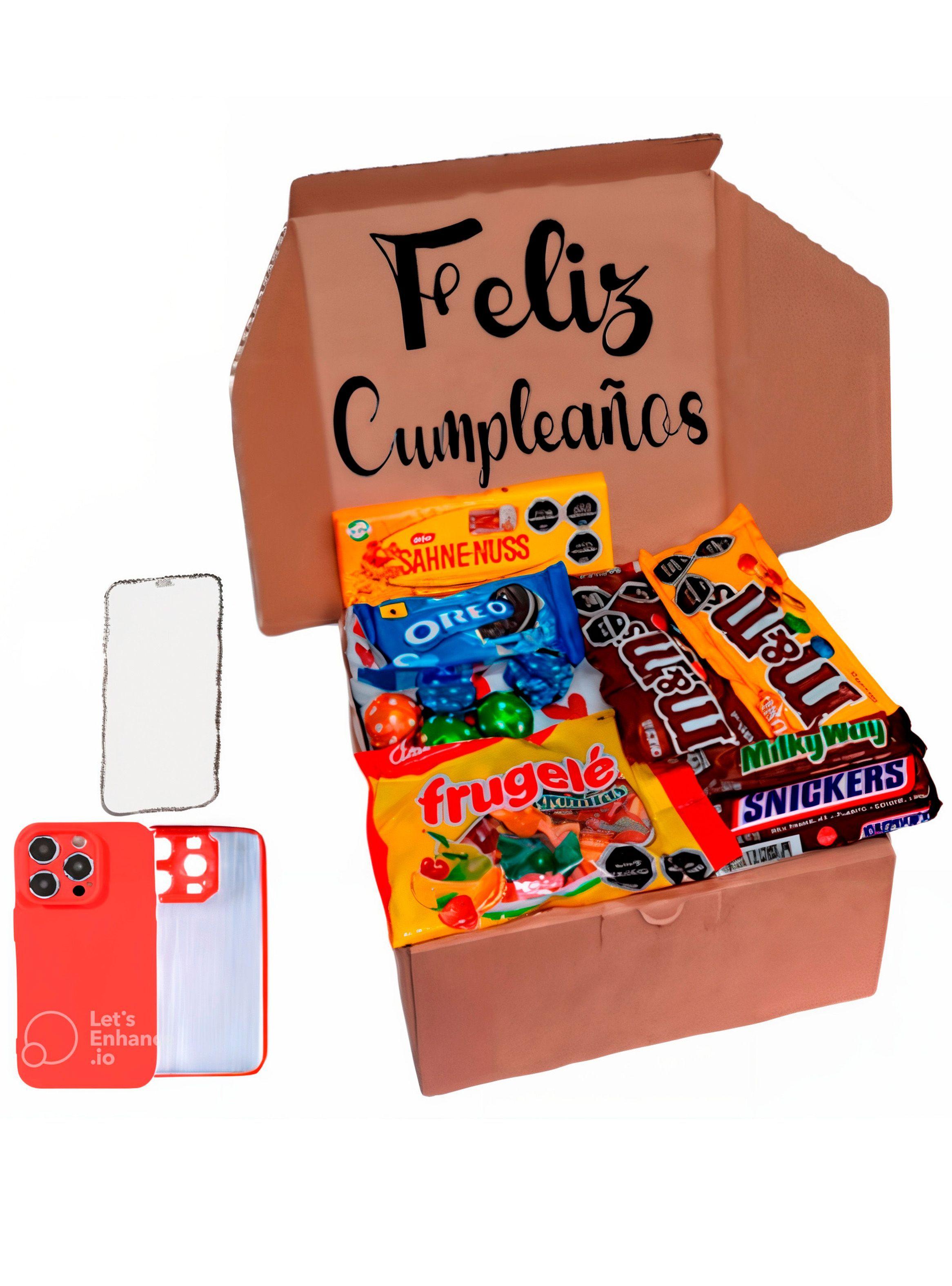 CAJA CHOCOLATES REGALO CUMPLEAÑOS FUNDA Y MICA IPHONE 15 PRO EN COLOR ROJO-7