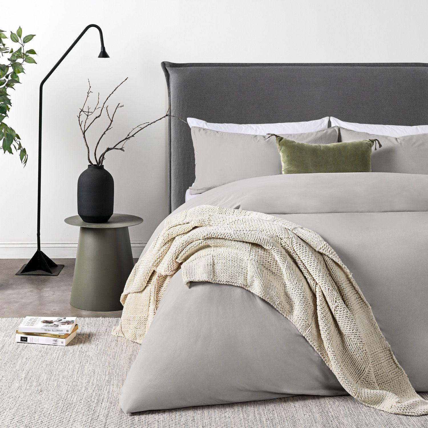 Respaldo Cama Súper King Pestaña Lino Gris-5