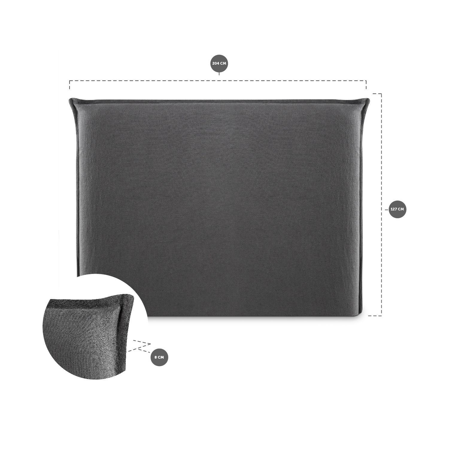 Respaldo Cama Súper King Pestaña Lino Gris-6