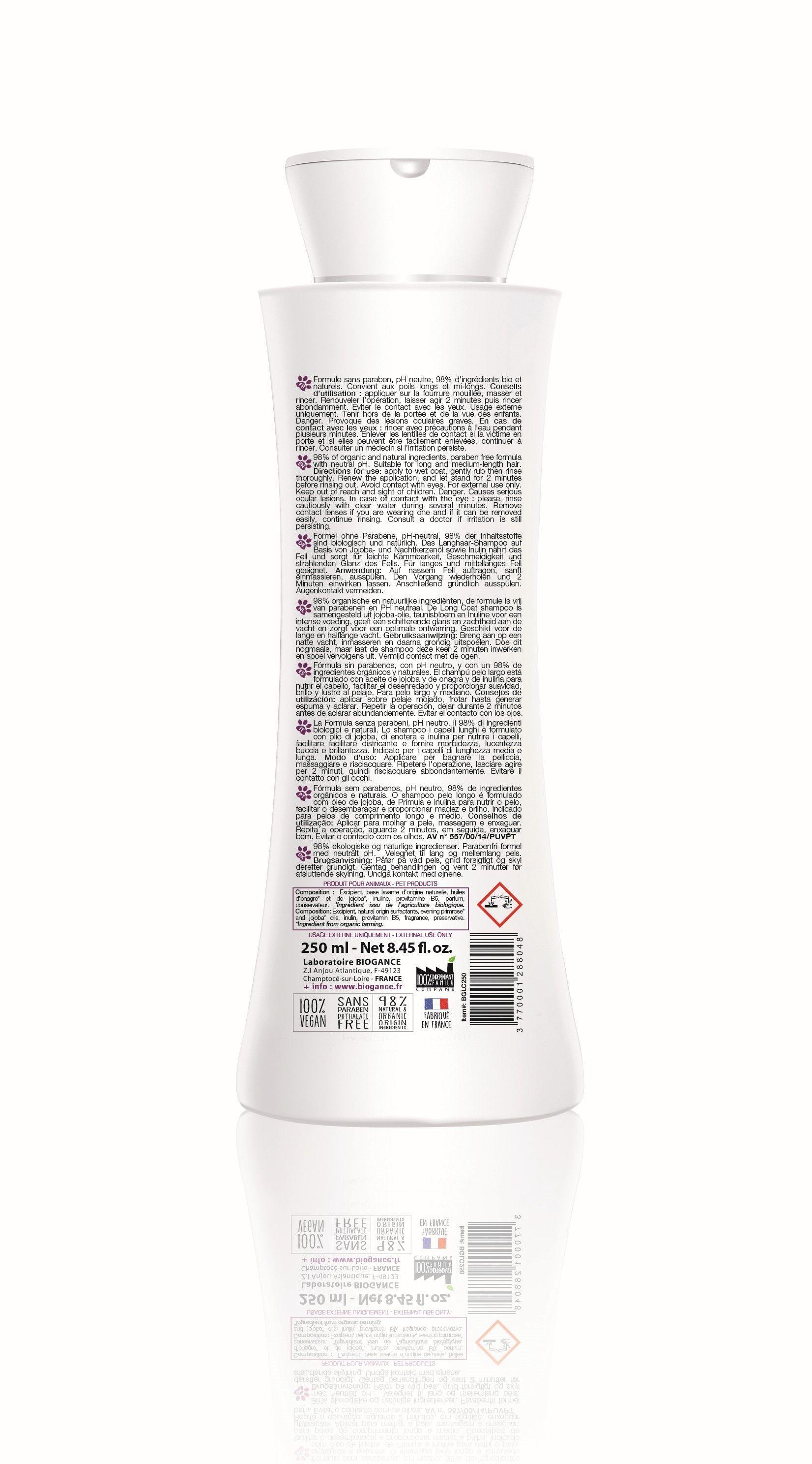 Shampoo Long Coat 250 Ml (pelos Largos), Biogance.-2