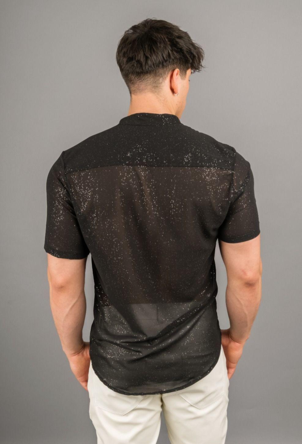 Camisa Praga negro brillante cod4003-2