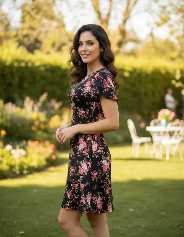 Vestido Marilyn negro florecitas-3