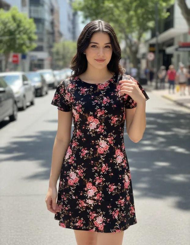 Vestido Marilyn negro florecitas-4