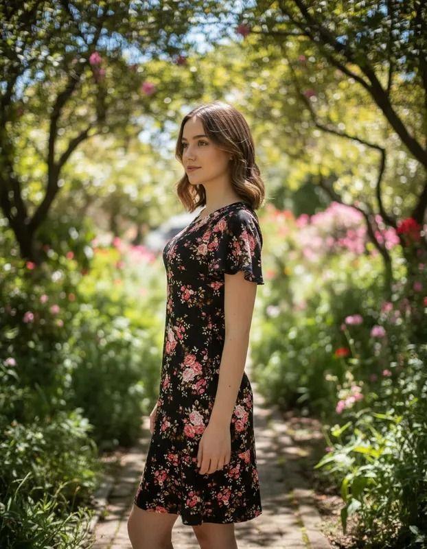 Vestido Marilyn negro florecitas-5