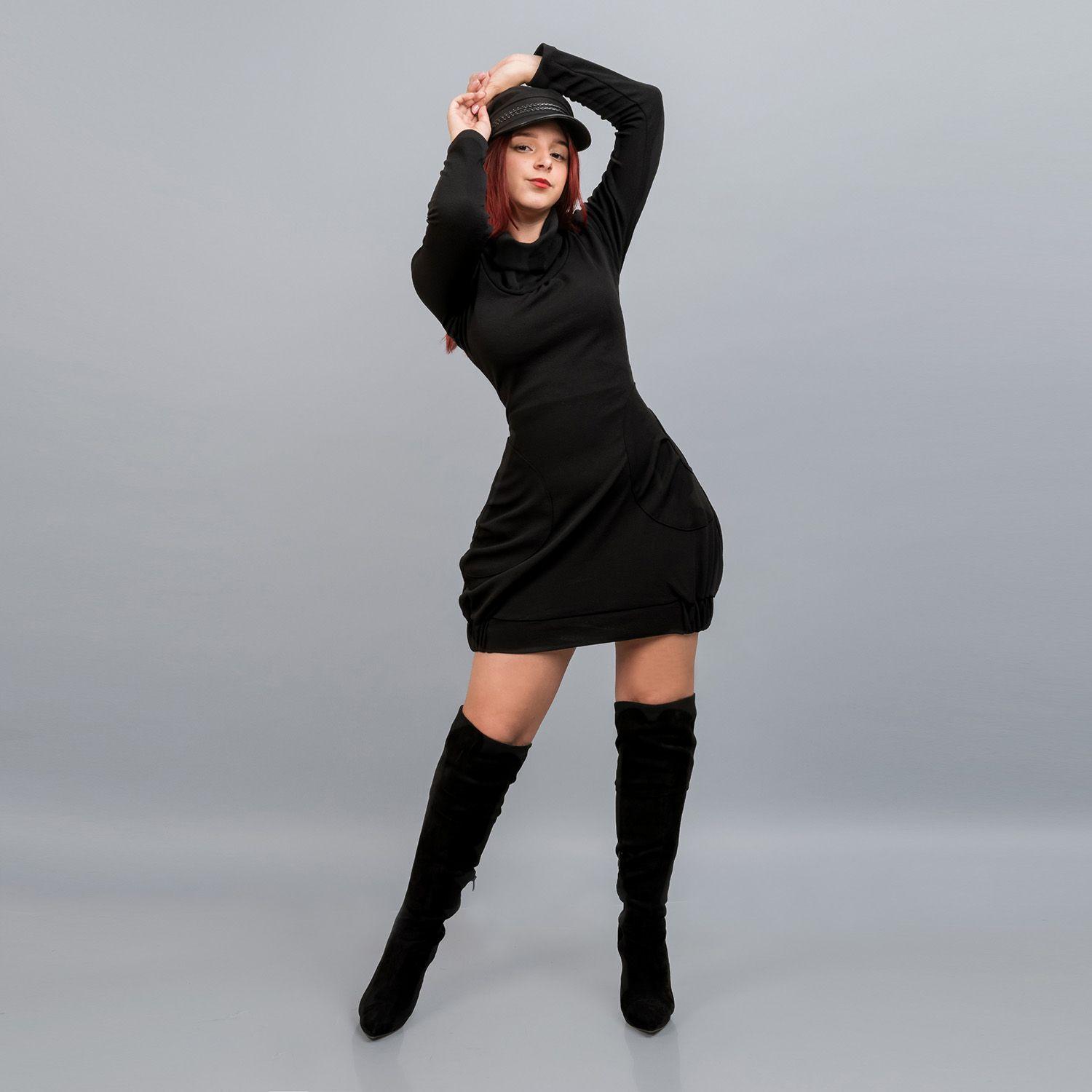 VESTIDO CORTO NEGRO KADOOS CLASSIC-2