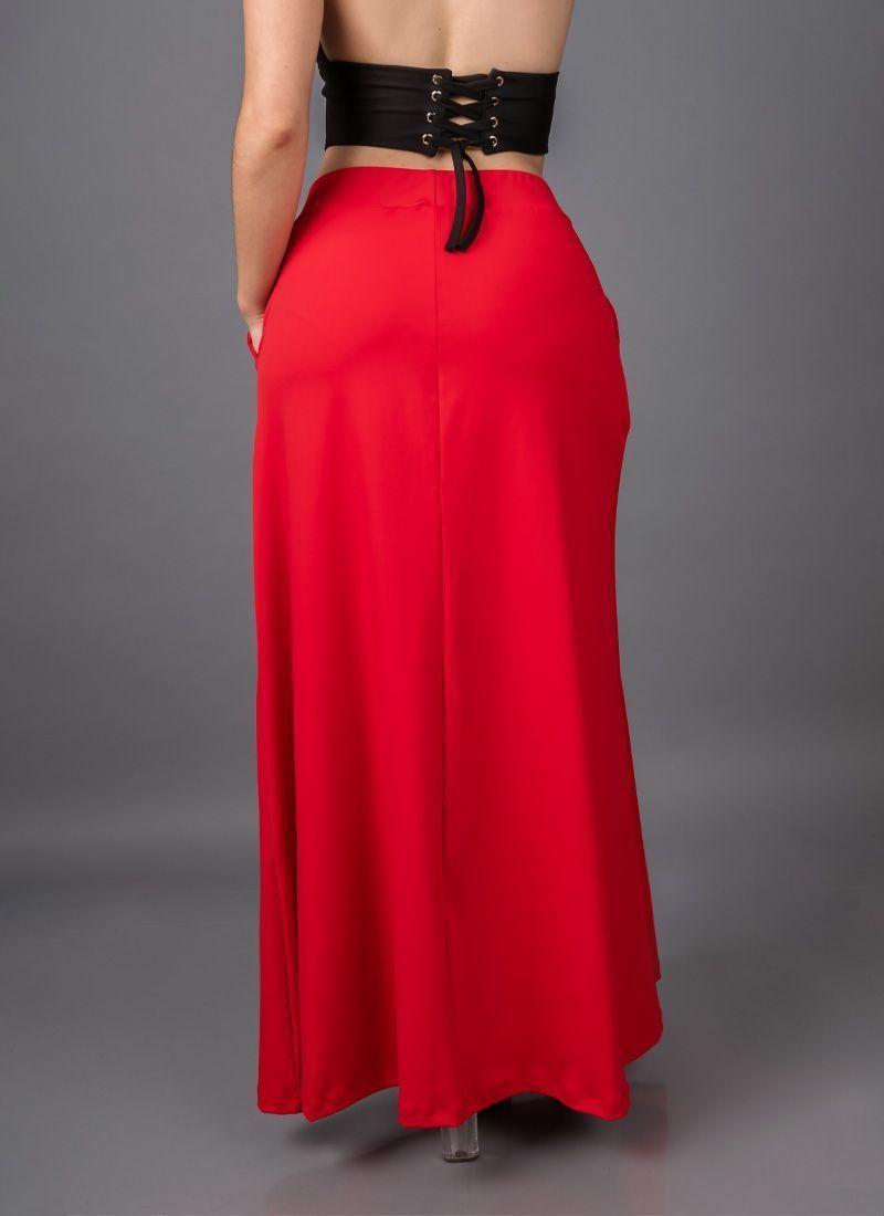 Falda Larga Escarlata roja en lycra dupont-2