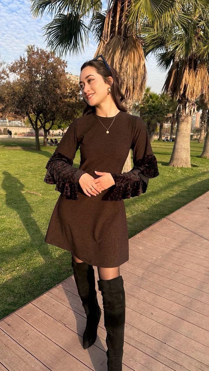Vestido Salom cafe en lanilla de Kadoos-1