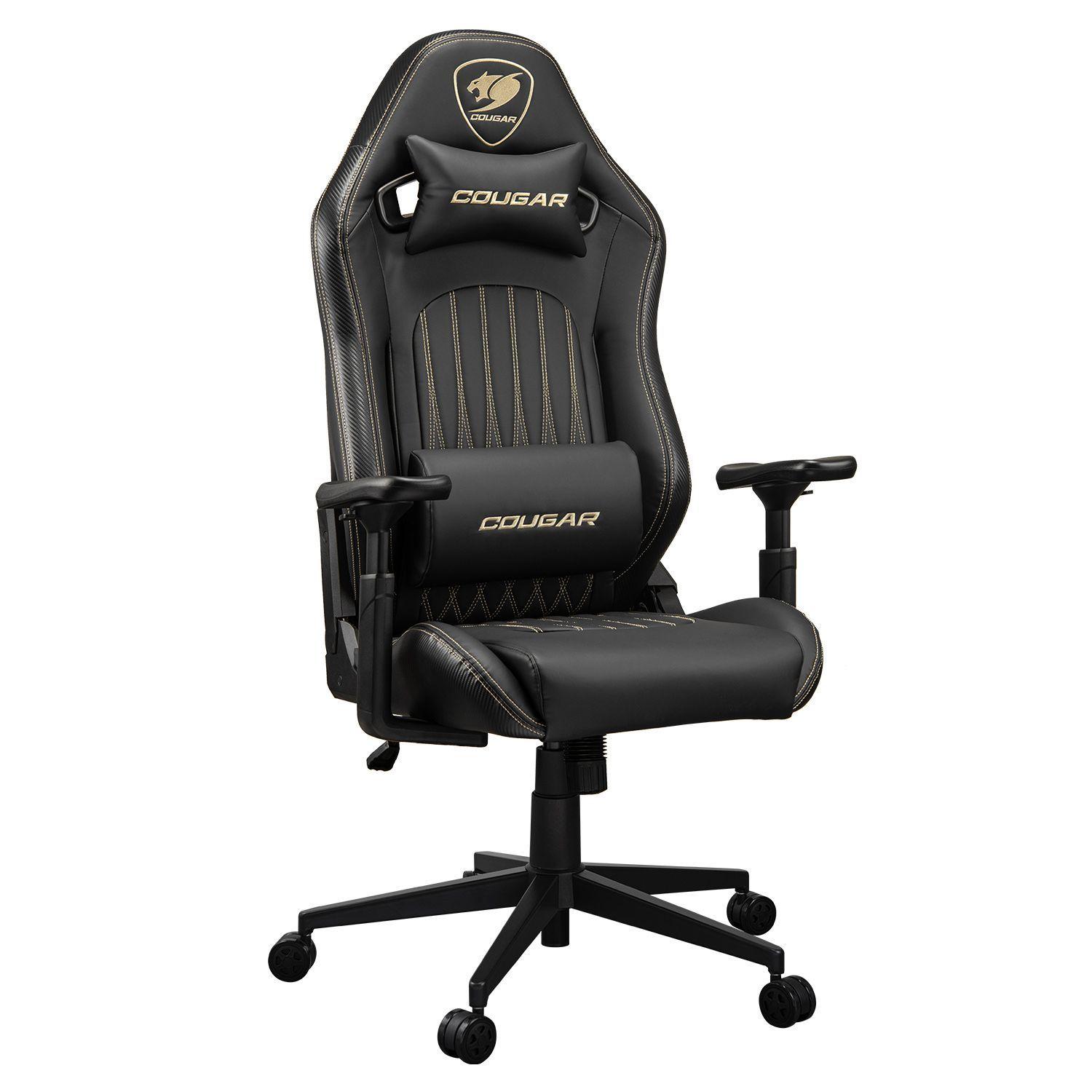 Silla Profesional Cougar Explore Royal Color Negro/ Dorado de Cuero/pvc-2