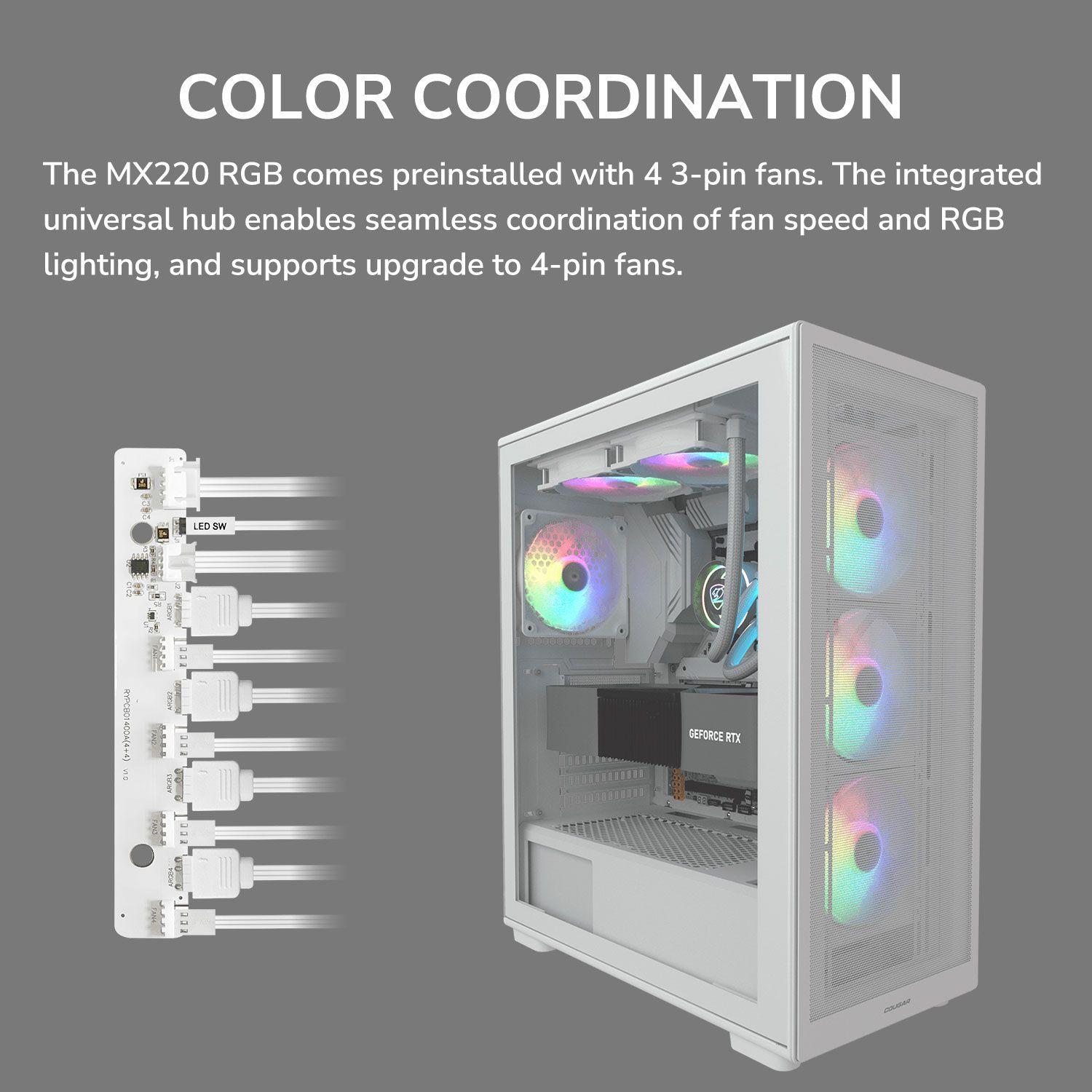 Gabinete Gamer Cougar Mx220 Rgb Blanco, 4 Fans Incluidos-7