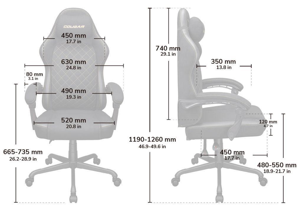 Silla Gamer Ergon mica Cougar Fusion Ex Gold F Tela-7