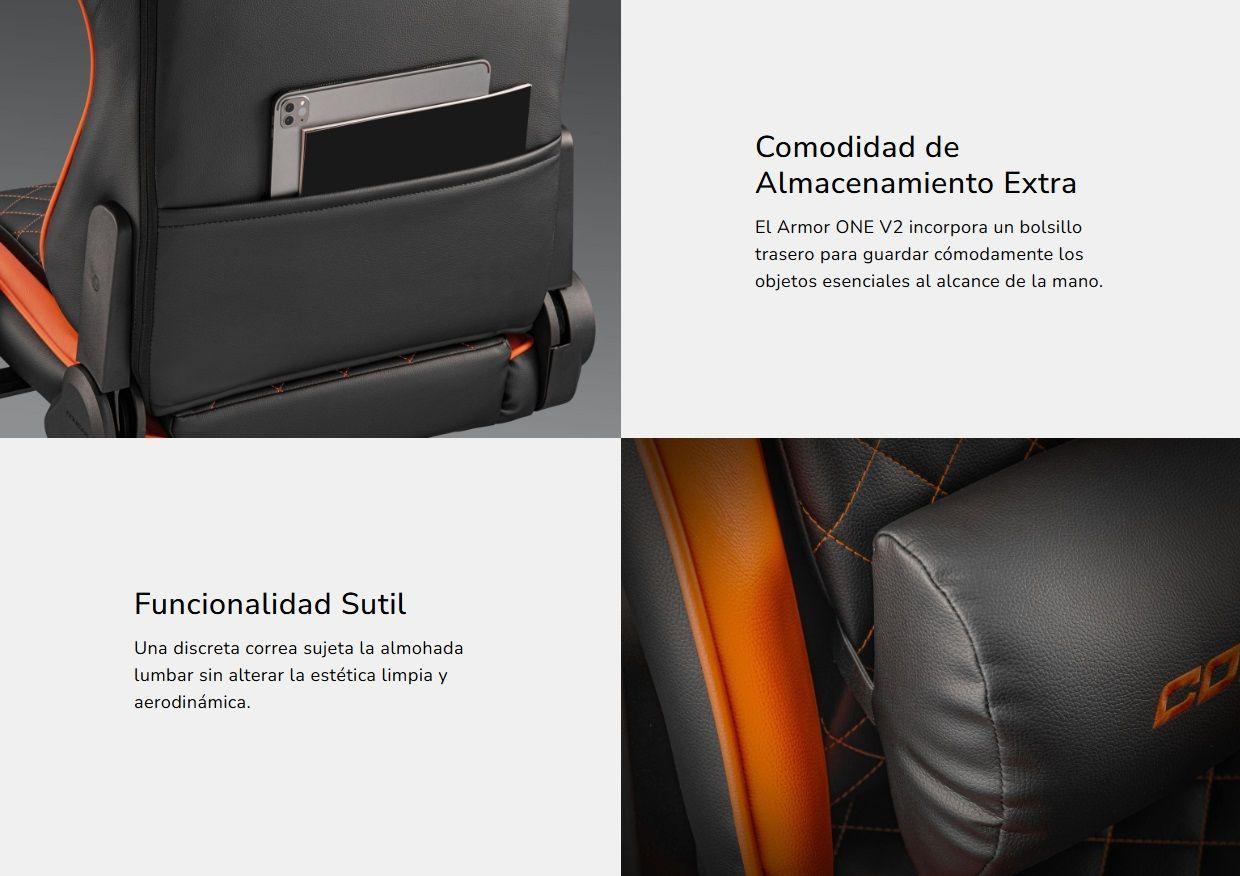 Silla Profesional Cougar Armor One V2 Gold F, Tapizado Tela-5