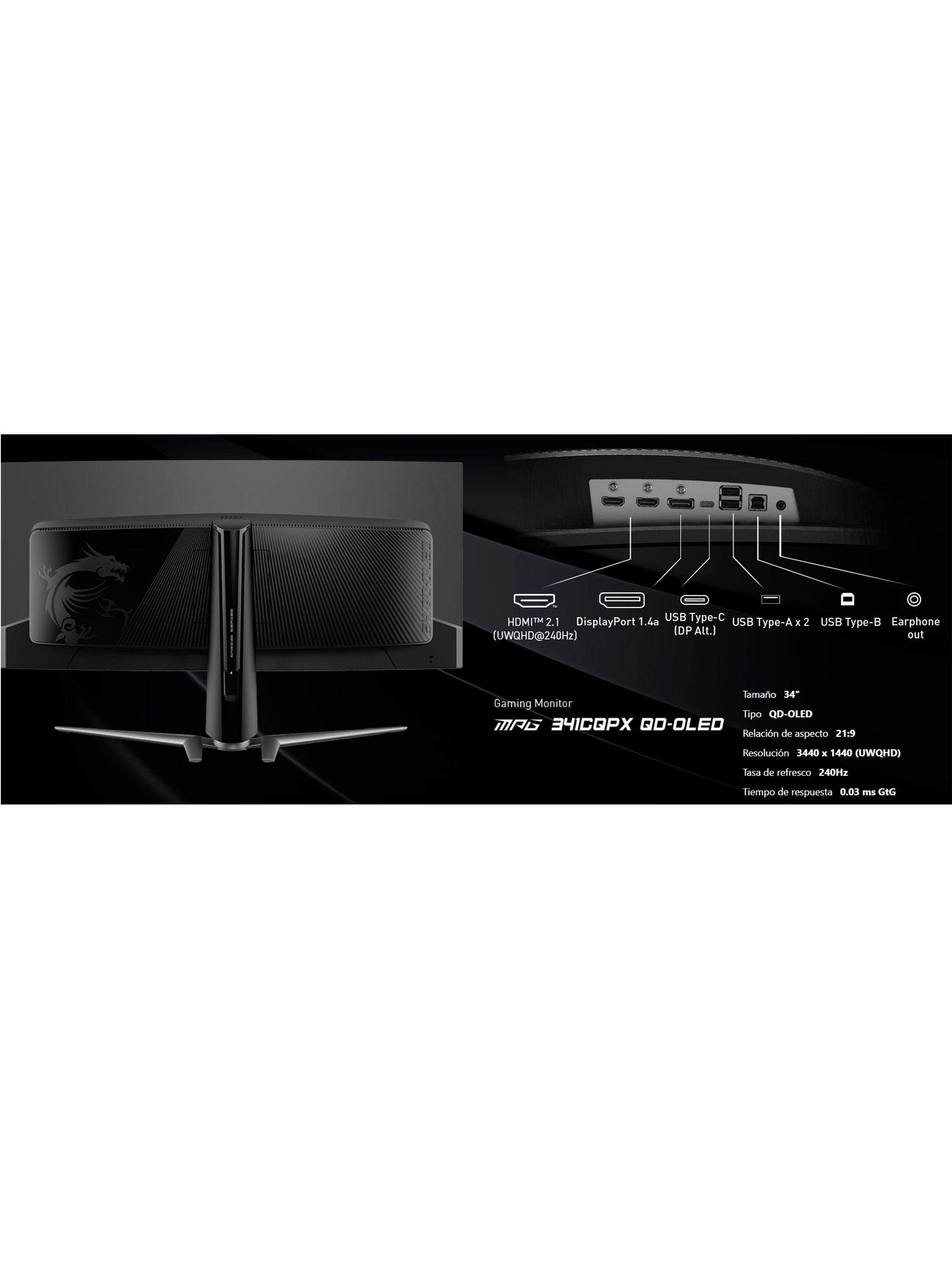 Monitor Gamer Curvo MSI 34” MPG 341CQPX QD-OLED 240HZ 0.03MS-5