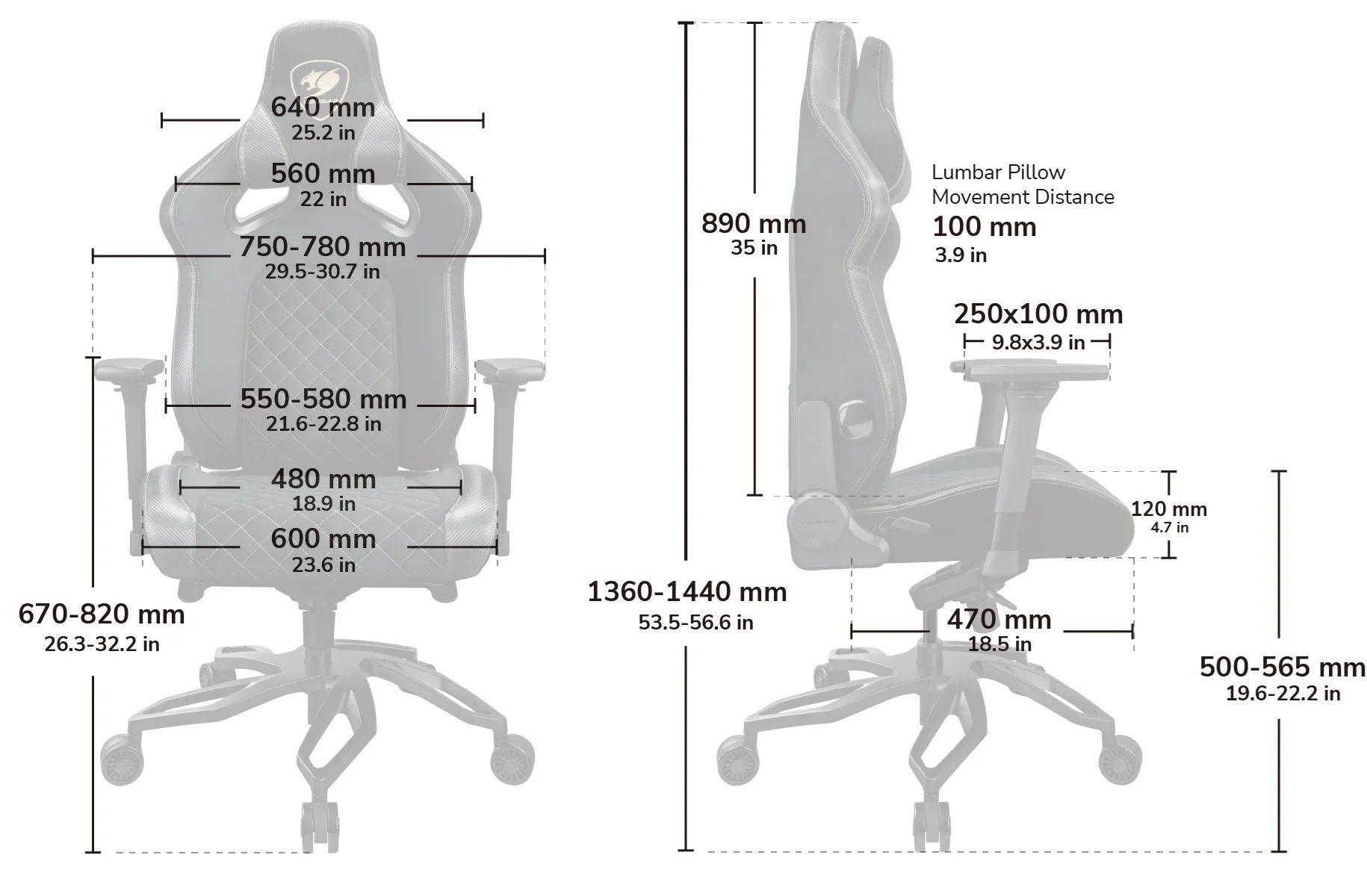 Silla Gamer Ergonomica Cougar Titan Pro V2 Gold F-6