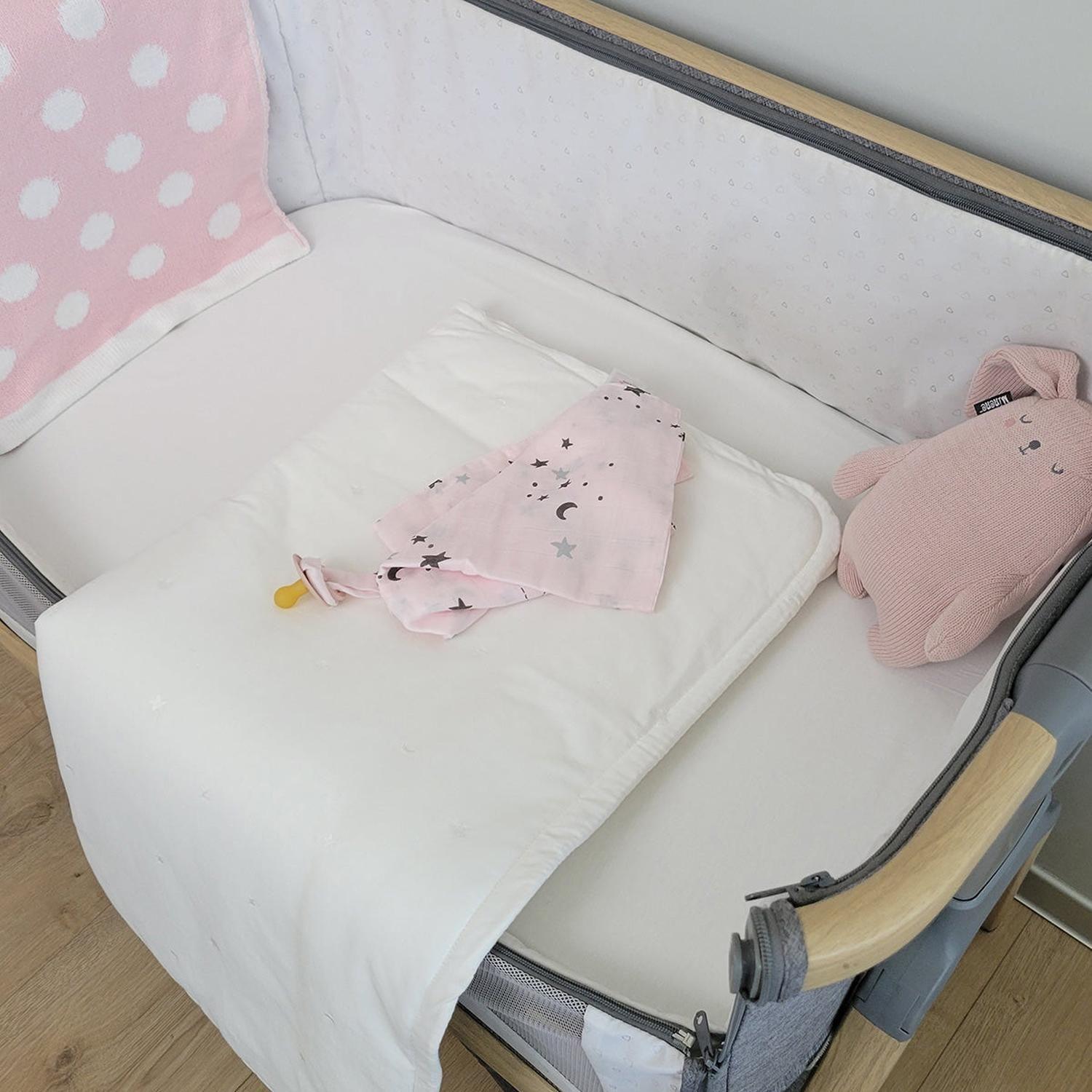 Cobertor colecho o moisés bordado Blanco crema-4