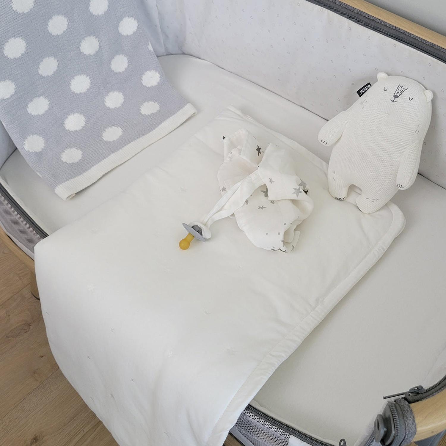 Cobertor colecho o moisés bordado Blanco crema-1