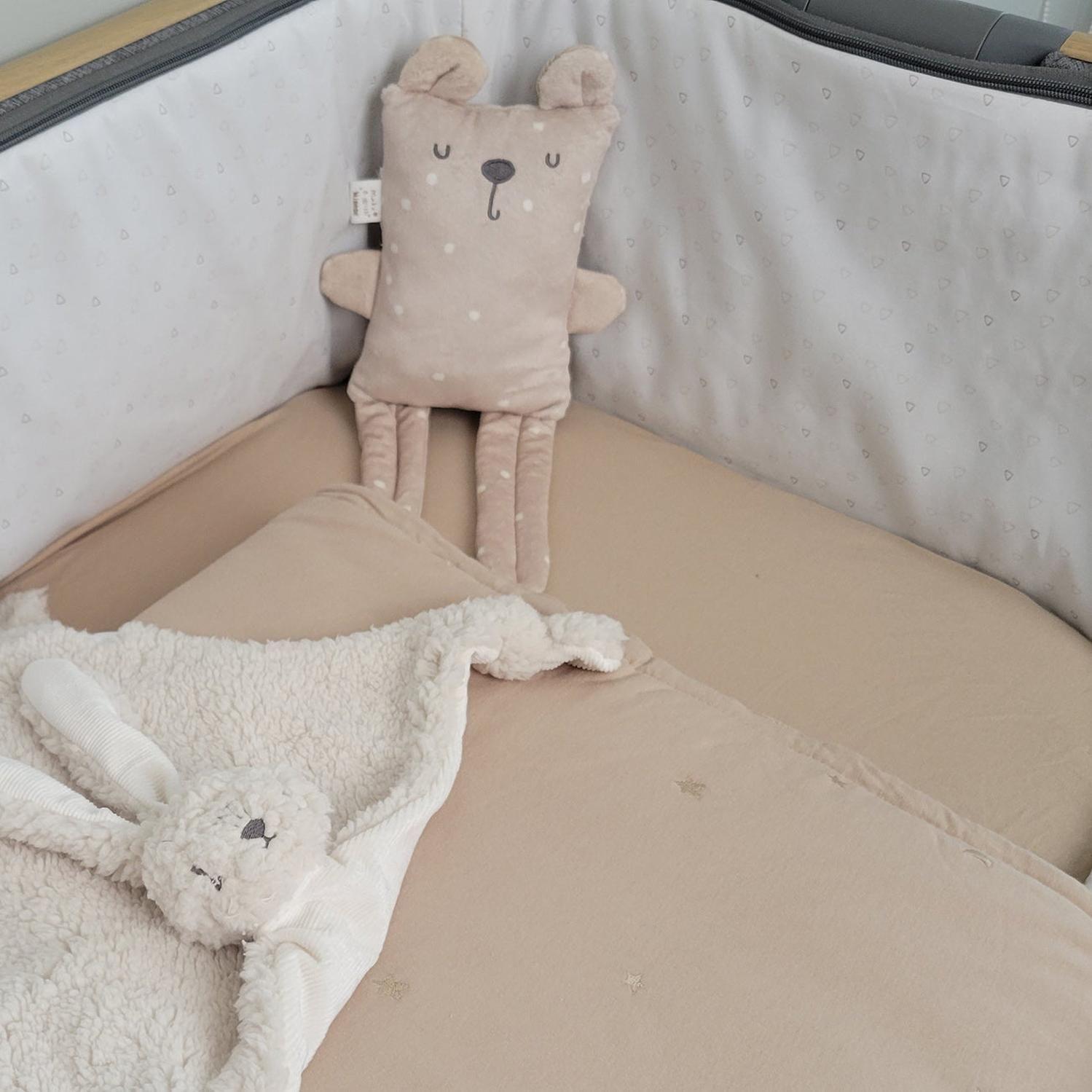 Cobertor colecho o moisés bordado beige-2