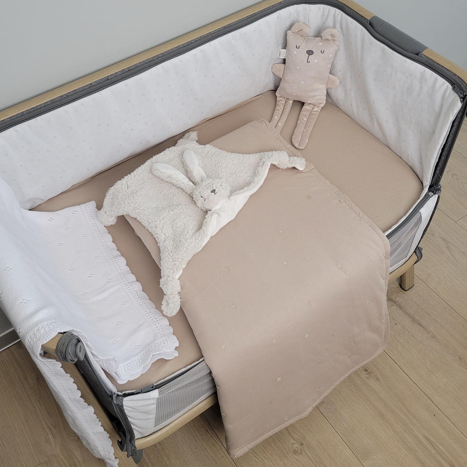 Cobertor colecho o moisés bordado beige-1