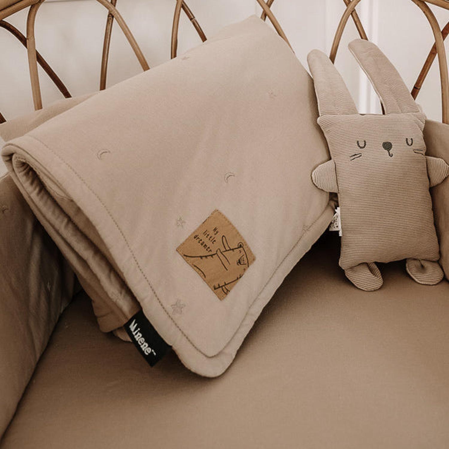 Cobertor colecho o moisés bordado beige-4