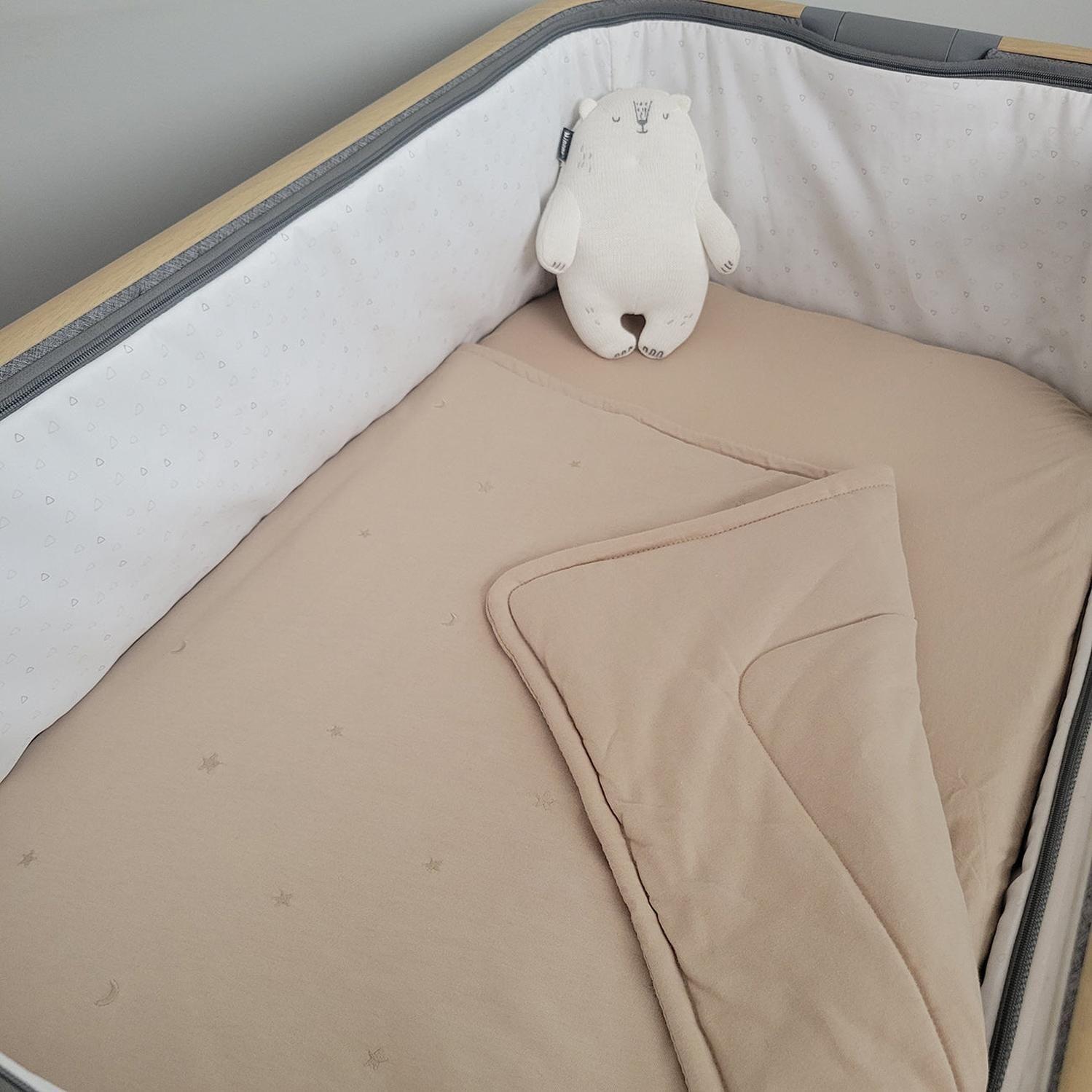 Cobertor colecho o moisés bordado beige-3