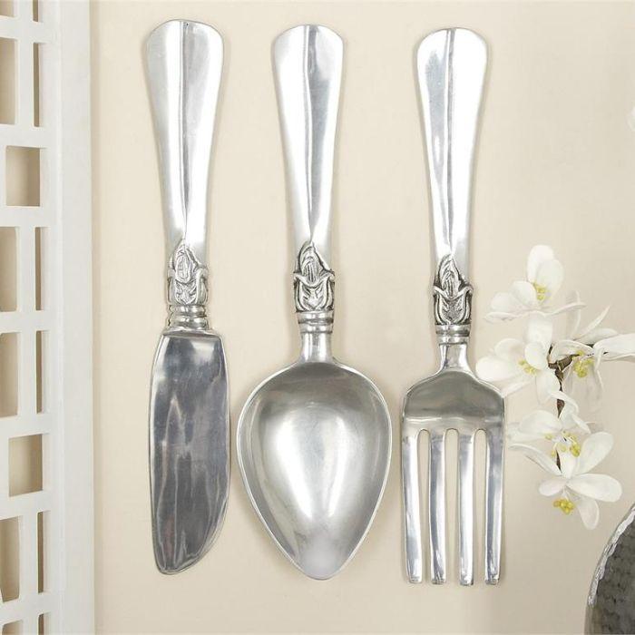 Set 3 Utensilios Plateado Deco Pared-2