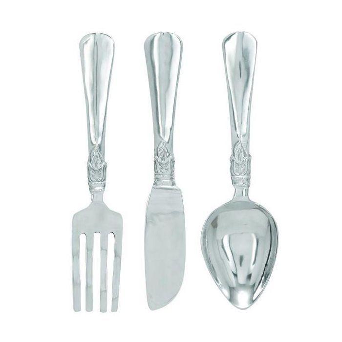 Set 3 Utensilios Plateado Deco Pared-5