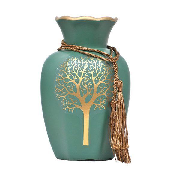 Floreros y Plato Decorativo Verde-2