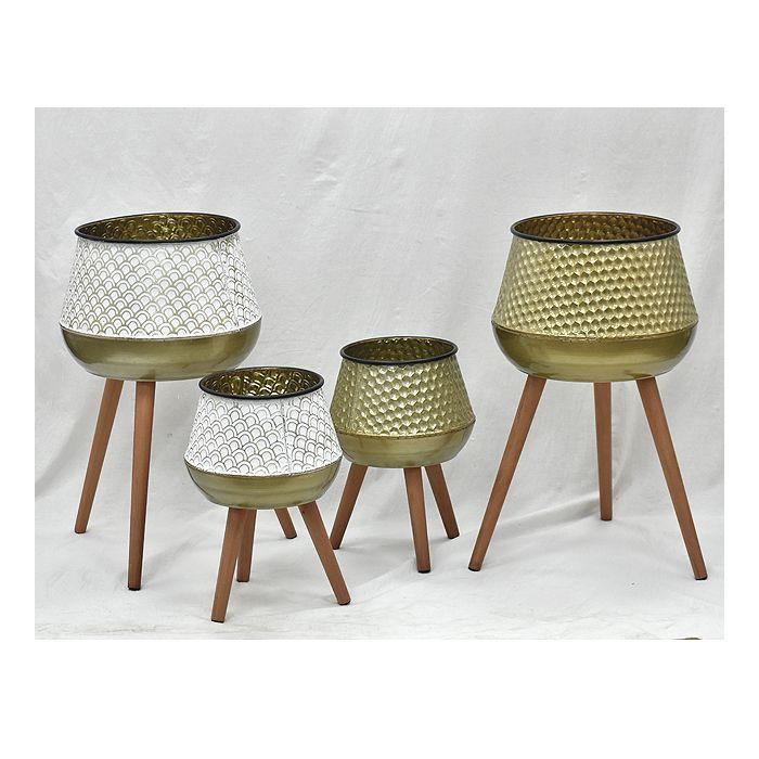 Set 2 Maceteros Gold Base Madera-5