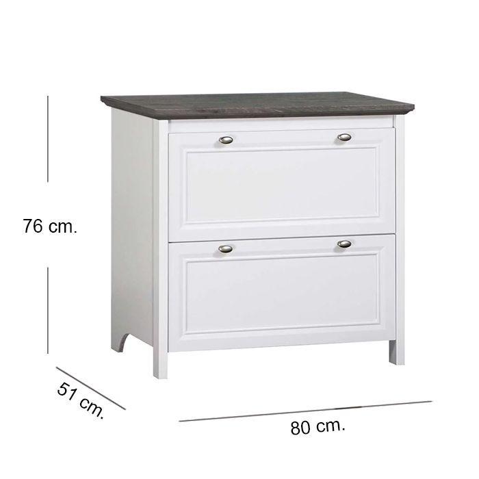 Cajonera 2 Cajones 80 Cm Gray OAK White Line-5