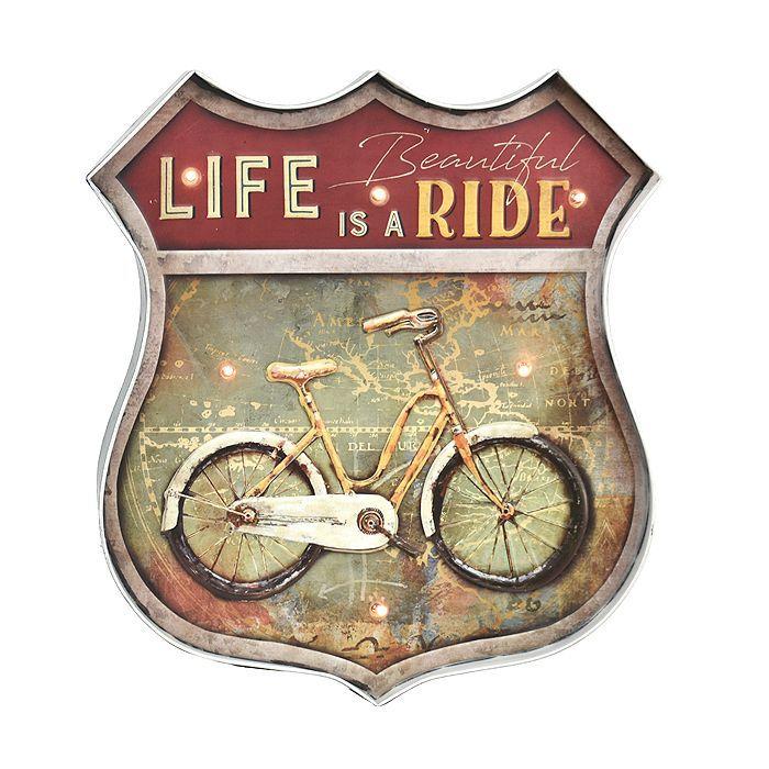 LETRERO VINTAGE LED LIFE IS A RIDE (42 x 5 x 46 cms.)-0