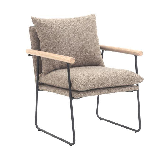 Poltrona Sitial 1 Cuerpo Beige Tela Metal y Madera Metalwood-1