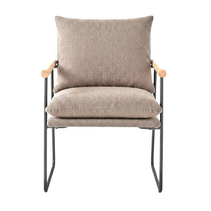 Poltrona Sitial 1 Cuerpo Beige Tela Metal y Madera Metalwood-2