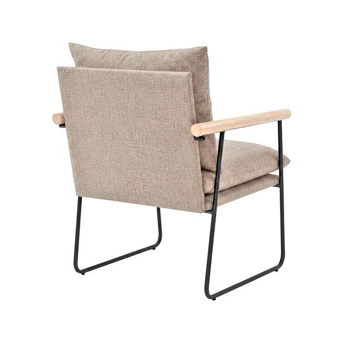 Poltrona Sitial 1 Cuerpo Beige Tela Metal y Madera Metalwood-4