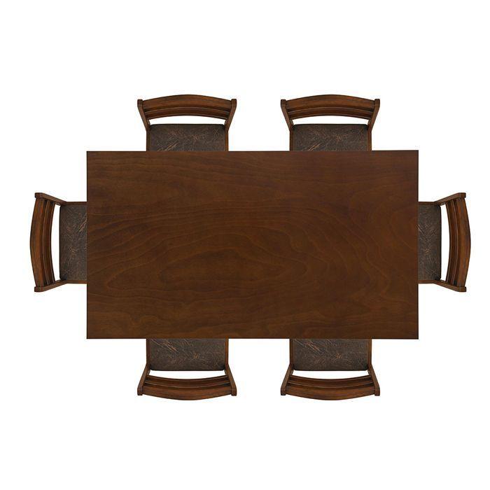 Mesa de Comedor Panamá Minimalista 6 Personas – Madera y Tapiz Oscuro-2