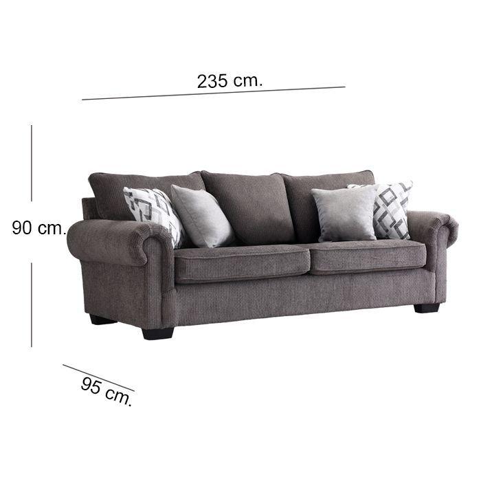 Sofá 3 Cuerpos Casey Gray (235 x 95 x 90 cm)-3
