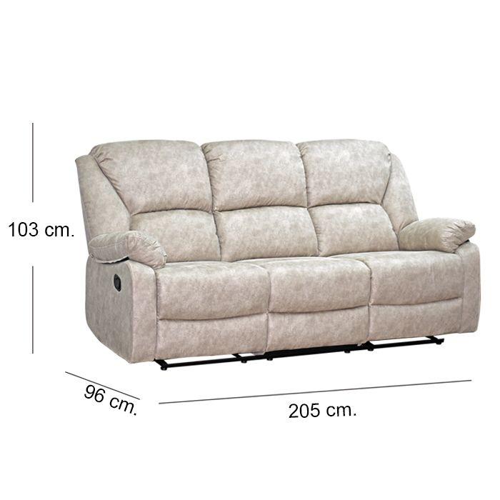 Sofá Reclinable c/Consola 3 Cuerpos Frankfurt Light Gray-3