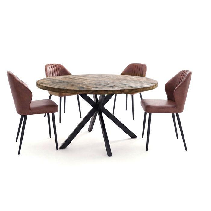 Juego de Comedor Timber Circular 120 Mt 4 Sillas New Vita Brown-2