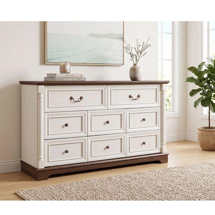 COmoda Cajonera Beige Walnut 8 Cajones 1,4mt.-0