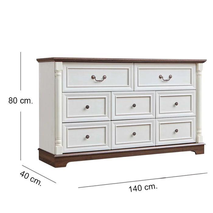 COmoda Cajonera Beige Walnut 8 Cajones 1,4mt.-4