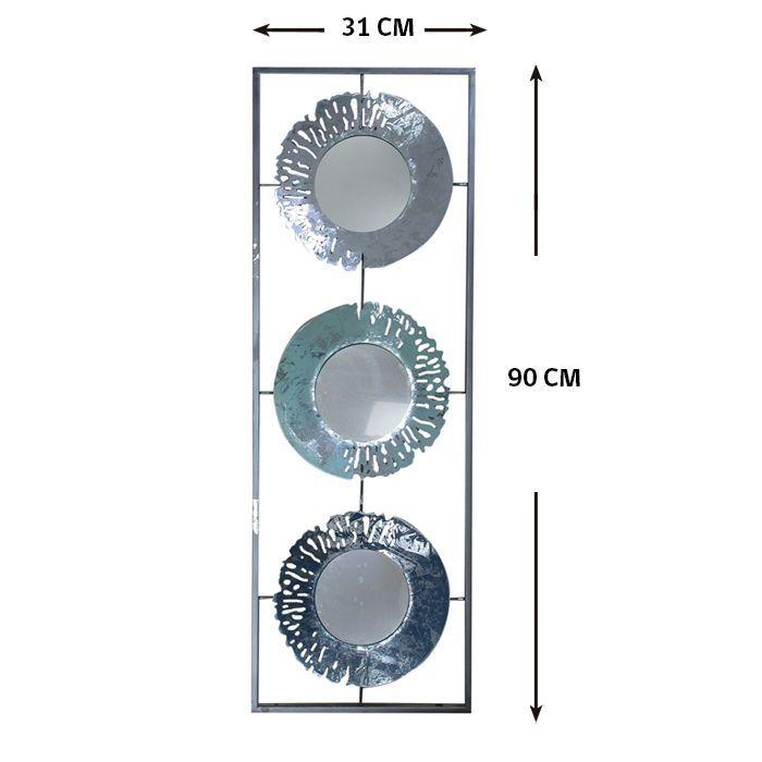 METAL WALL DECOR THREE MIRRORS ( 31 x 3 x 90 cm)-2